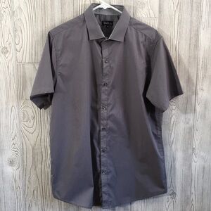 Galaxy by Harvic Gray Button Down Shirt Large Short Sleeves